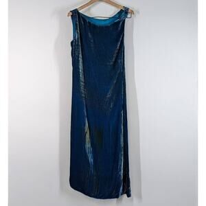 Alberta Ferretti Blue Velvet Sleeveless Wrap Dress Size 8 Women's Preowned FLAWS